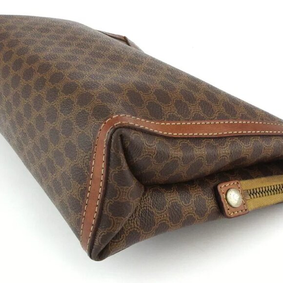 CELINE Clutch Bag Macadam Beige PVC ?~ Leather Authentic - Picture 3 of 9